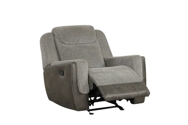 LISA - Gray, Brown 3-Piece Recliner living room set, Loveseat includes storage with cupholders & Sofa with Drop Down Cupholders, Sofa with Drop Down Table with Cupholders & Power Box (USB/Power Outlets) / PRE-ORDER