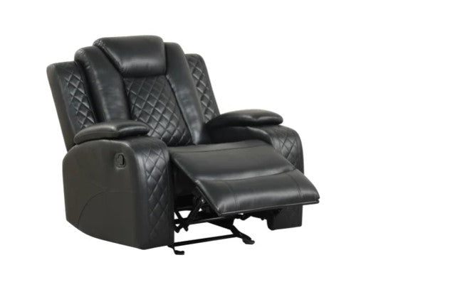 3PC Black Manual Reclining Set, Bluetooth Speakers on Loveseat, Sofa Drop Down w/ 2 Charging Pads, **SALE**