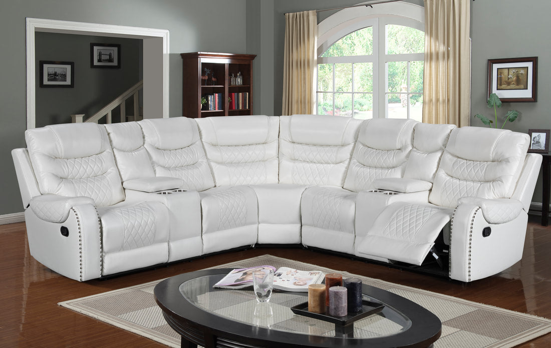 Martin 2Tone Black/Gray Manuel Reclining Sectional, 2 Storage Consoles with Stainless Steel Cupholders