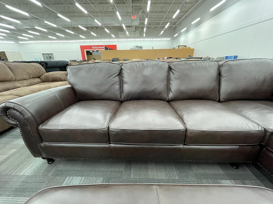 Mortara Top Grain Brown Leather Sectional