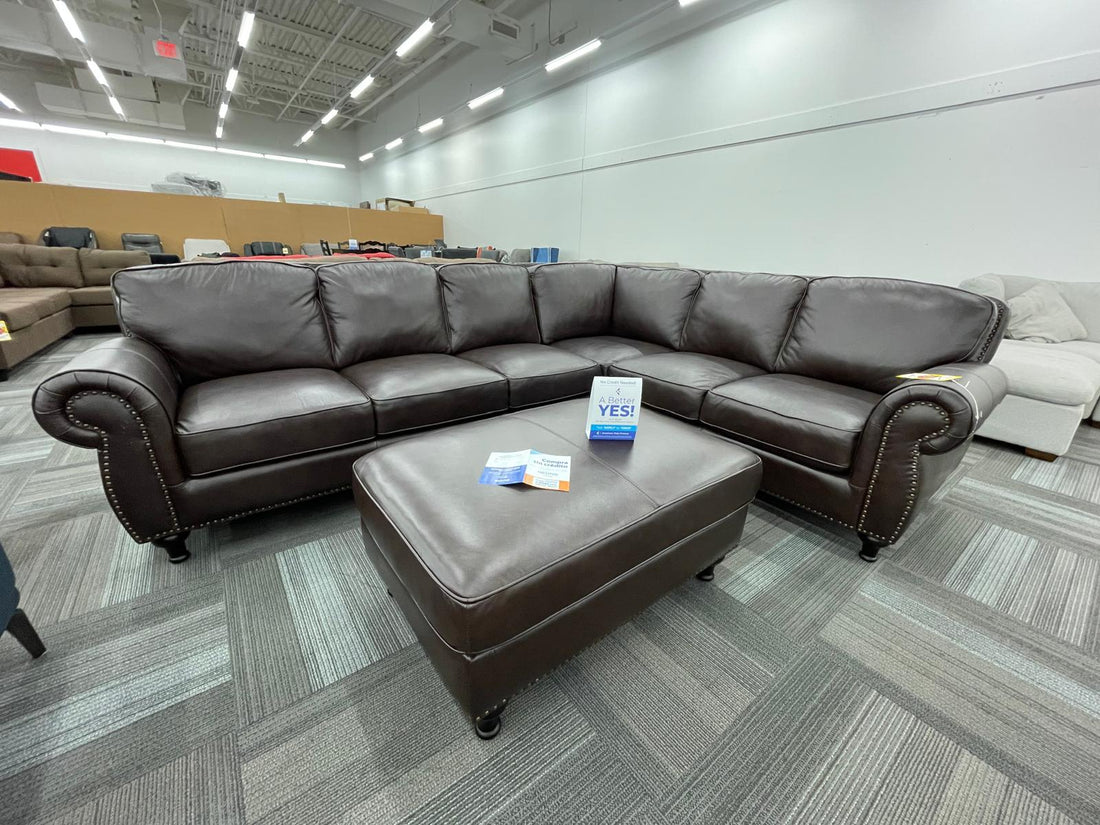 Mortara Top Grain Brown Leather Sectional