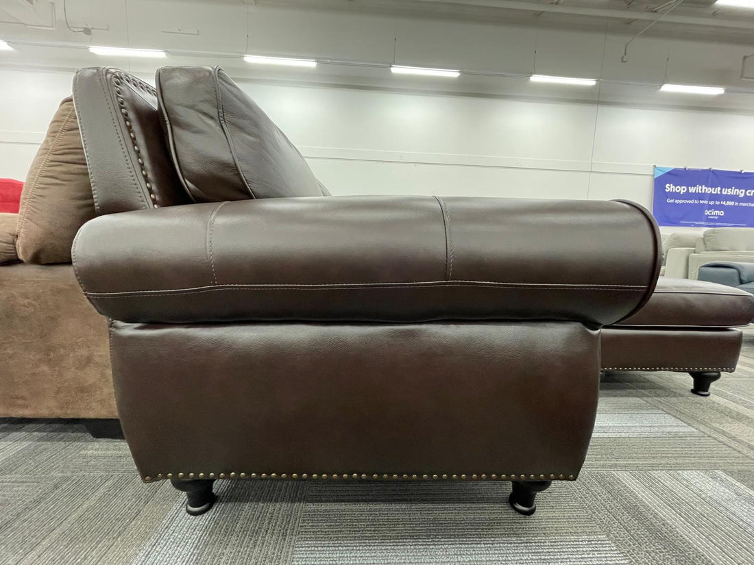 Mortara Top Grain Brown Leather Sectional