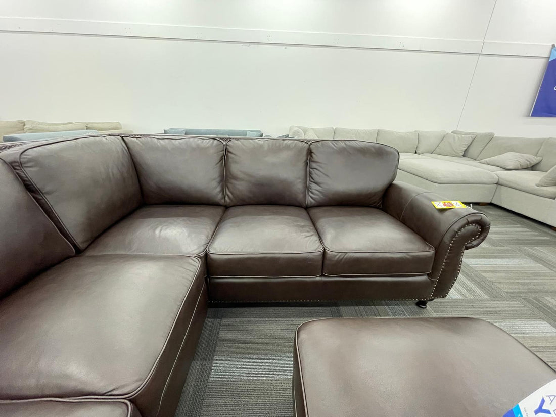 Mortara Top Grain Brown Leather Sectional