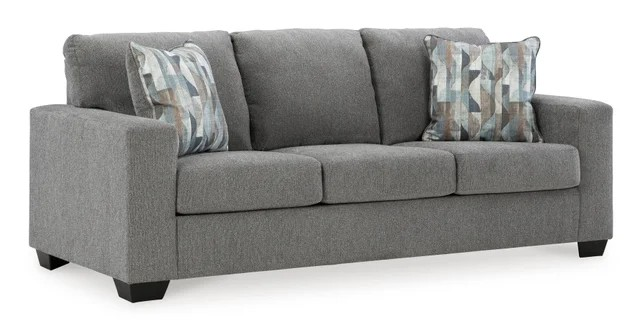 220 Parchment/Graphite Modern Sofa Set – Accent Pillows & Faux Wood Legs (PRE-ORDER)