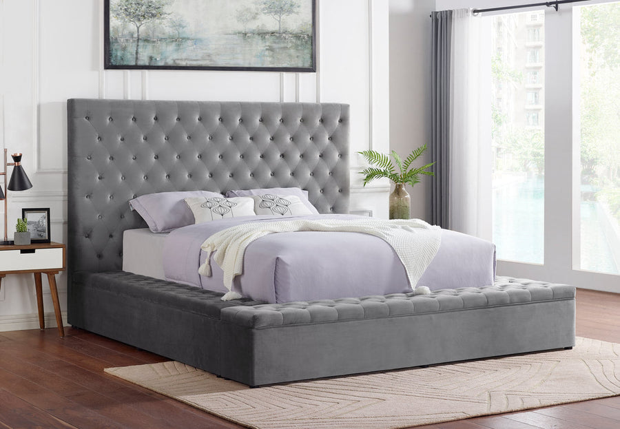 Modern upholstered, Paris Velvet Storage Platform Bed, Queen / King Black