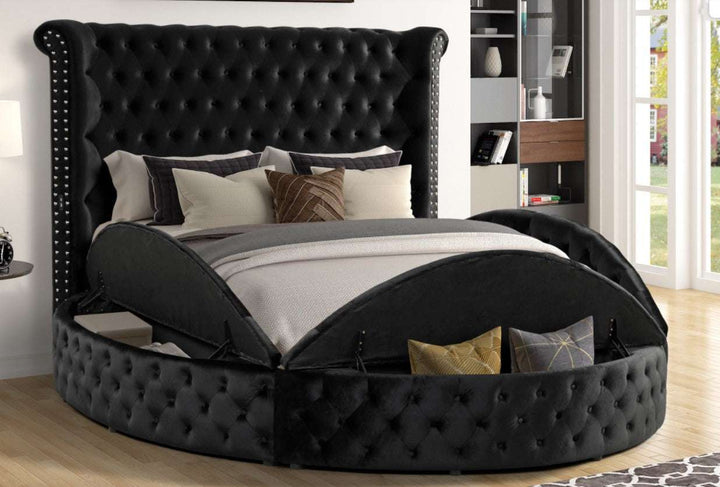 Penthouse2 Black with USB, Round-Shaped Storage Platform Bed, King