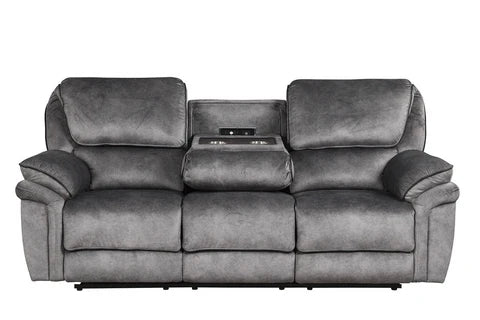 Perry Brown Fabric OVERSIZED 3PC Reclining Set, Sofa with Drop down table and Power Box, Reclining Loveseat with Console & Reclining Chair