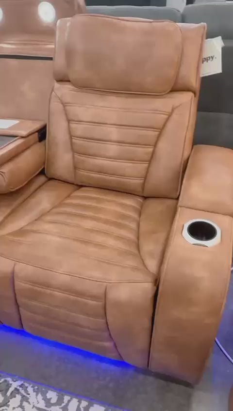 TOKYO 3PC Brown Power Reclining, Power headrest Set, Brown Bluetooth Speaker In Loveseat ** NEW ARRIVAL **