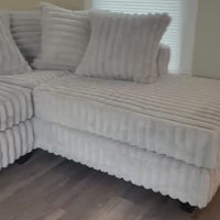 Right chaise Corduroy Fabric Sectional Black / Gray / Chocolate