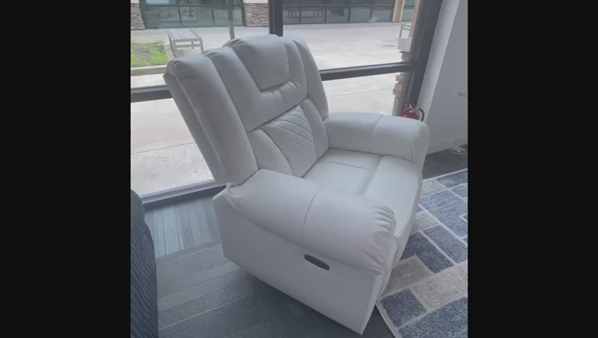 Party Time 3PCS POWER RECLINING LIVING ROOM SET, W/LED, WIRELESS CHARGER, BLUETOOTH SPEAKERS, White