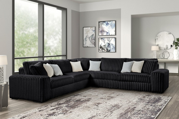 Oversized Marshmallow-Style Black Sectional Sofa – Ultra Plush & Spacious Design