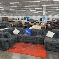 SEASONS 5PC Sectional CHORCOAL /BEIGE OVERSIZED SECTIONAL w/Reversible Back-Seat Cushions ** SALE **