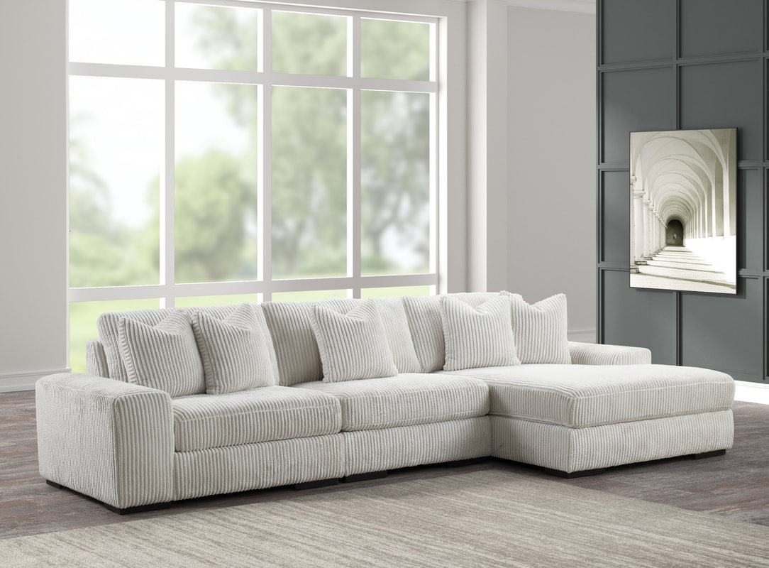 SUNDAY L-SHAPED OVERSIZED 3PC SECTIONAL w/Reversible Back-Seat Cushions BLACK/BEIGE/GRAY