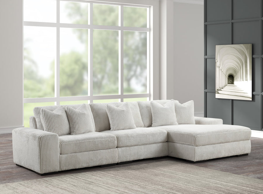 SUNDAY L-SHAPED OVERSIZED 3PC SECTIONAL w/Reversible Back-Seat Cushions BLACK/BEIGE/GRAY
