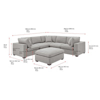 Thomasville Lowell 6-Piece Fabric Modular Sectional, Ottoman & Three Toss Pillows Included