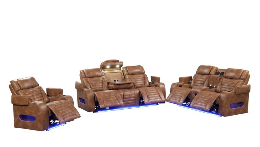 TOKYO 3PC Brown Power Reclining, Power headrest Set, Brown Bluetooth Speaker In Loveseat ** NEW ARRIVAL **