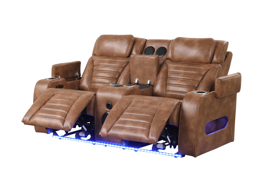 TOKYO 3PC Brown Power Reclining, Power headrest Set, Brown Bluetooth Speaker In Loveseat ** NEW ARRIVAL **