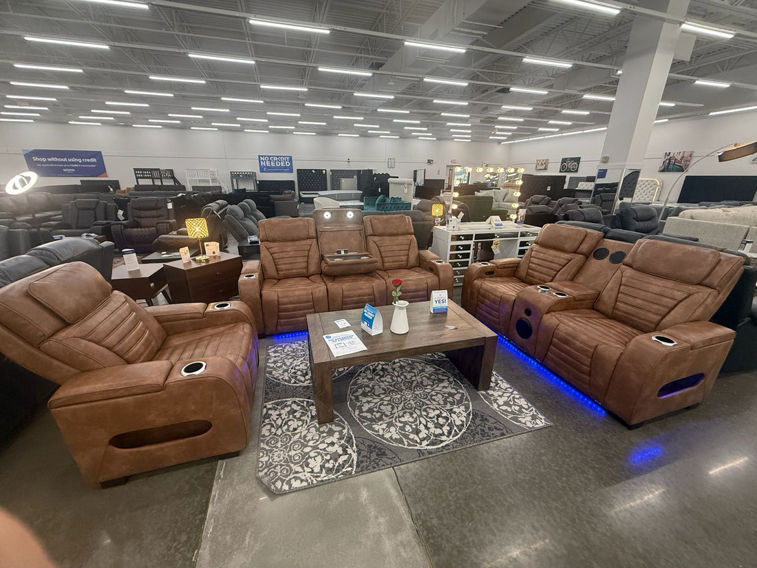TOKYO 3PC Brown Power Reclining, Power headrest Set, Brown Bluetooth Speaker In Loveseat ** NEW ARRIVAL **