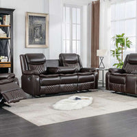 Weston Espresso - 3PC Reclining Living Room Set - Sofa Drop Down Table with Power Outlet/USB Charging Ports, Loveseat with Gliders and Storage Console with Power Outlet/USB Charging Ports & Rocking Chair / PRE-ORDER