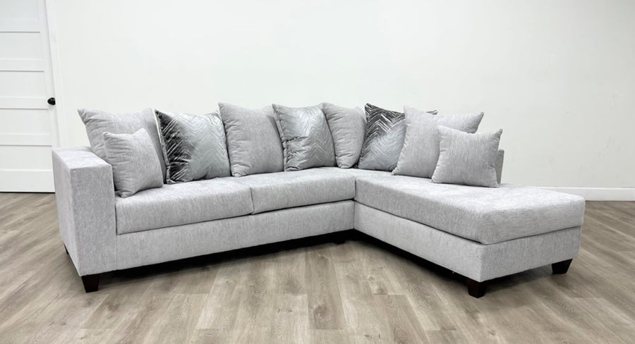 Dove L-Shaped Sectional w/Left Arm Chaise, Thick Gray Fabric