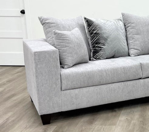 Dove L-Shaped Sectional w/Left Arm Chaise, Thick Gray Fabric