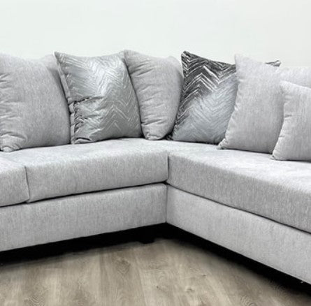Dove L-Shaped Sectional w/Left Arm Chaise, Thick Gray Fabric