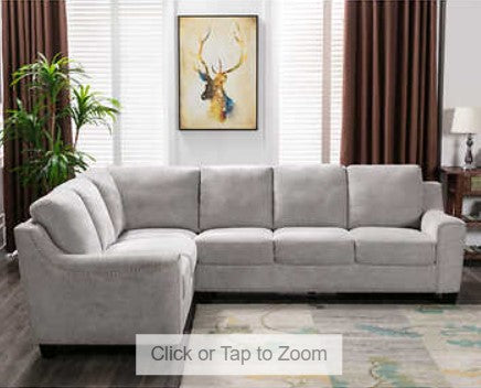 Boardwalk Fabric L-Shaped Sectional, Foam seat cushions-Solid wood legs-Nail head trim-Sinuous spring suspension