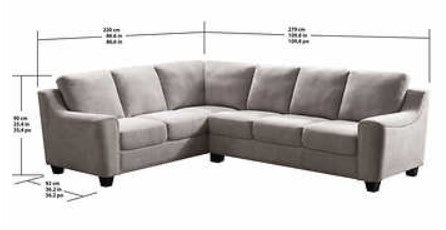 Boardwalk Fabric L-Shaped Sectional, Foam seat cushions-Solid wood legs-Nail head trim-Sinuous spring suspension