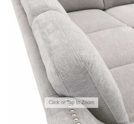 Boardwalk Fabric L-Shaped Sectional, Foam seat cushions-Solid wood legs-Nail head trim-Sinuous spring suspension