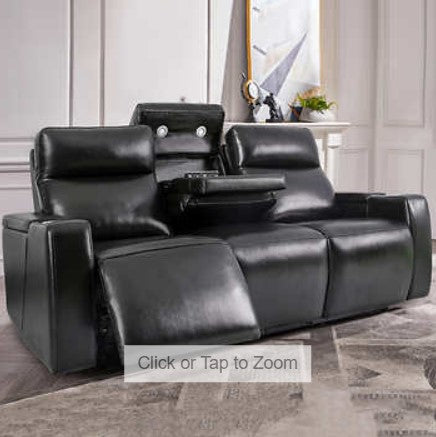 Leather Power Reclining Sofa With Drop Down Table 2 Recliners Wi Danca Furniture In Little Rock Ar