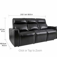 Leather Power Reclining Sofa with Drop Down Table,2 power recliners with power headrests, reading lights, USB/AC outlets, cupholders