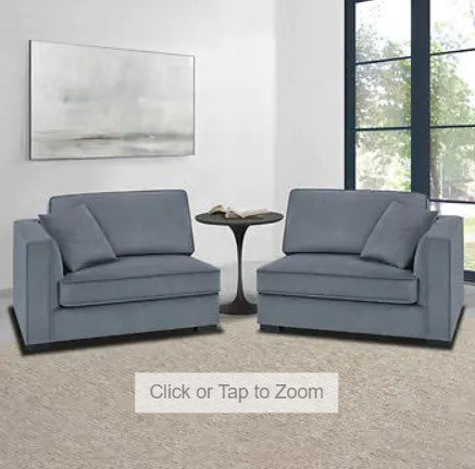 Thomasville Shayna 2-piece Fabric Sofa with two toss pillows, Solid wood legs, Grey