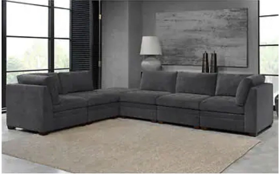 Thomasville Tisdale Modular Fabric Sectional with Storage Ottoman, Gray, BACK IN STOCK!
