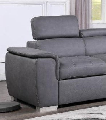 Diego Grey Sectional With Pull-Out Bed & Hidden Storage, Thick Polyester Fabric Grey