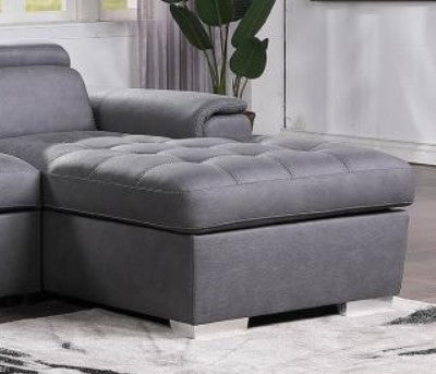 Diego Grey Sectional With Pull-Out Bed & Hidden Storage, Thick Polyester Fabric Grey