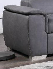 Diego Grey Sectional With Pull-Out Bed & Hidden Storage, Thick Polyester Fabric Grey