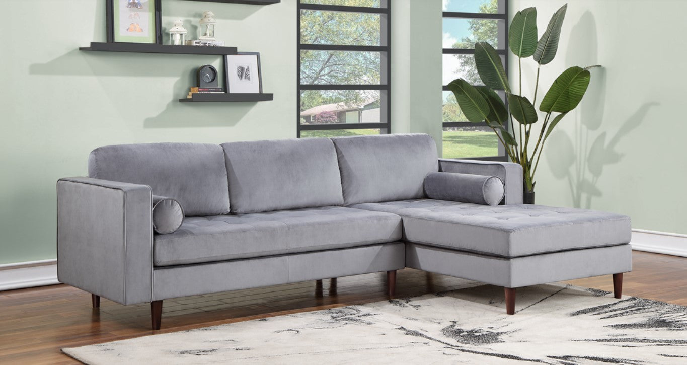 Velvet Roxy Grey Sectional Danca Furniture in Little Rock, AR