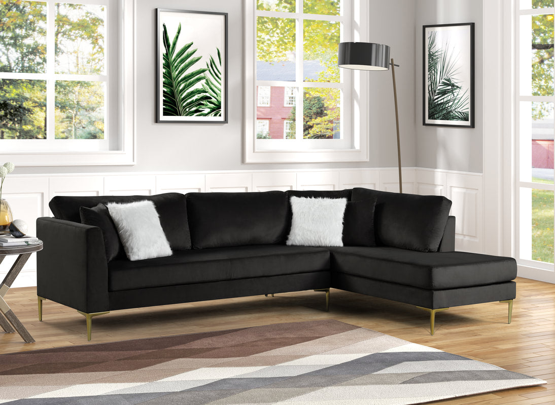 Durable, Living Room Sofa Set, Velvet Color: Black