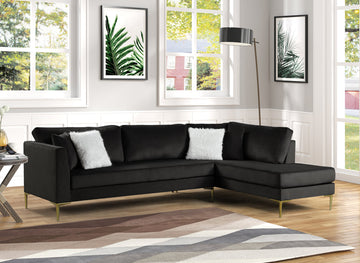 Durable, Living Room Sofa Set, Velvet Color: Black