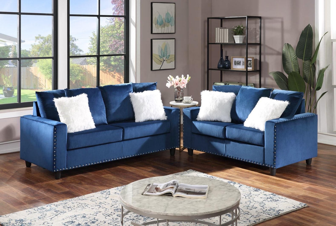Durable, Living Room Sofa Set, Velvet Color: Blue