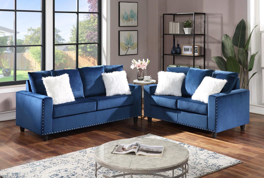 Durable, Living Room Sofa Set, Velvet Color: Blue