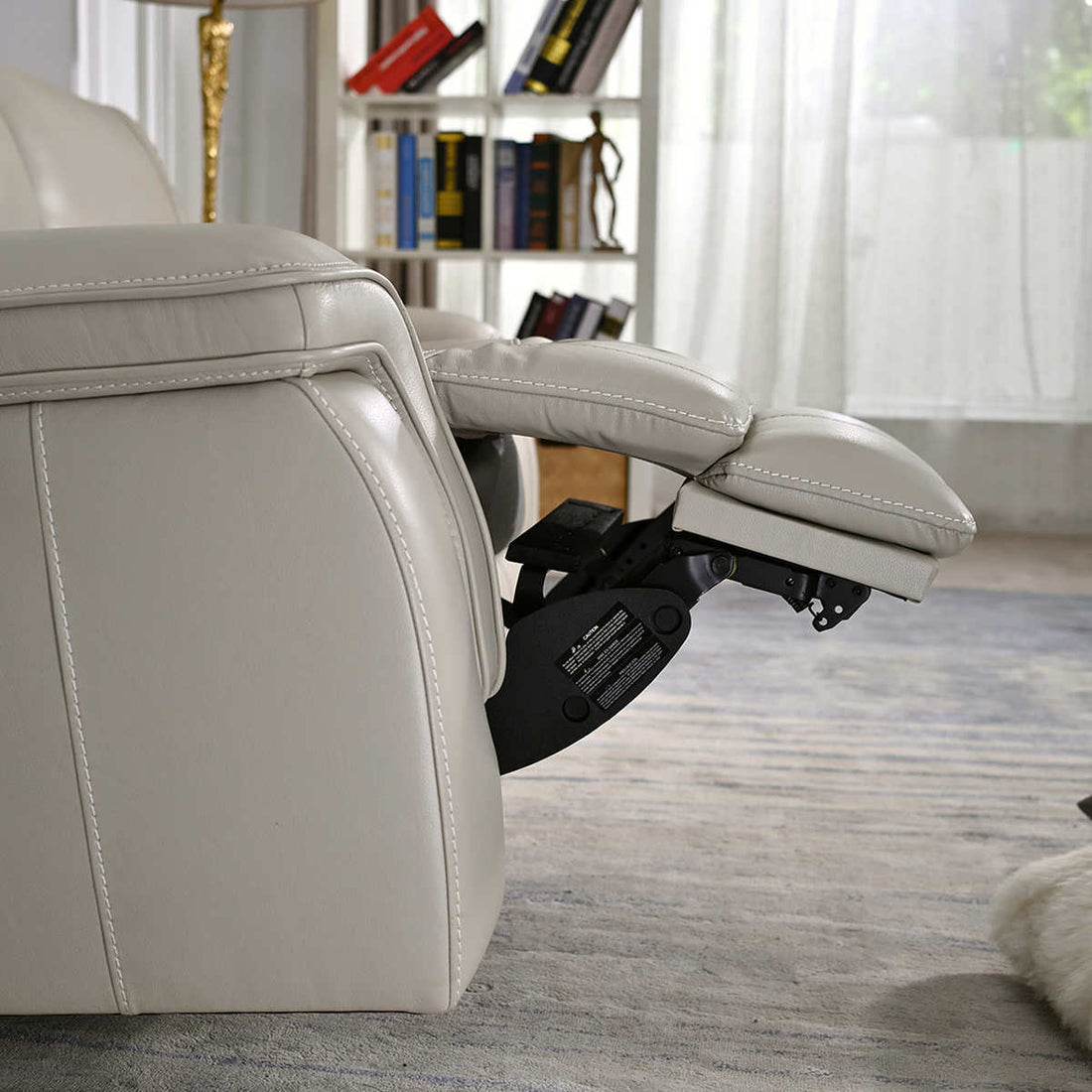 Williamton Leather Power Reclining Sofa with Power Headrests, Beige