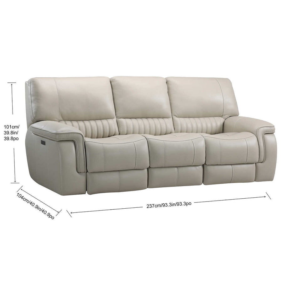 Williamton Leather Power Reclining Sofa with Power Headrests, Beige