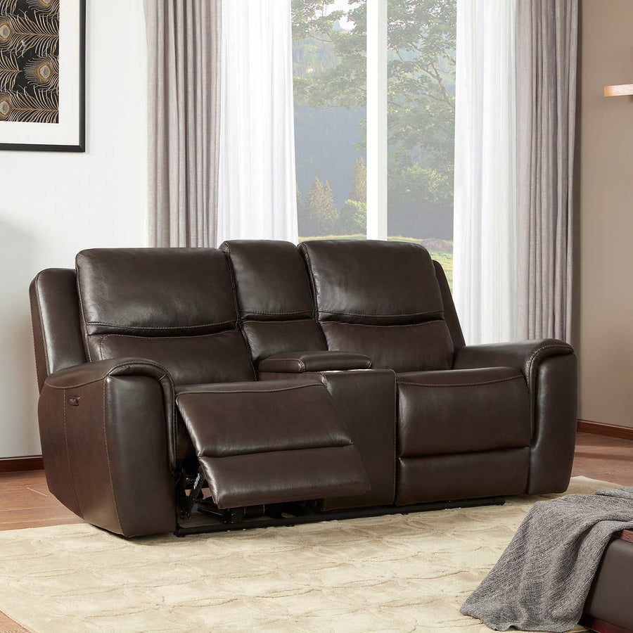 Carey Leather Power Reclining Loveseat with Power Headrests