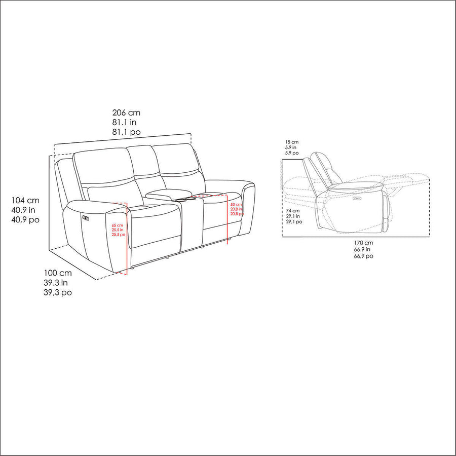 Carey Leather Power Reclining Loveseat with Power Headrests