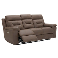 Lawton Fabric Power Reclining Sofa with Power Headrests, Brown