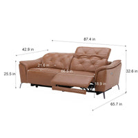 Carvel Leather Power Reclining Sofa with Power Headrest, Brown