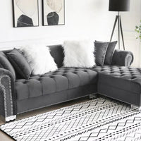 Royal, Living Room Sofa Set, Velvet, Durable, Black/ (Grey ETA 8/30)