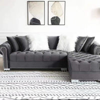 Royal, Living Room Sofa Set, Velvet, Durable, Black/ (Grey ETA 8/30)